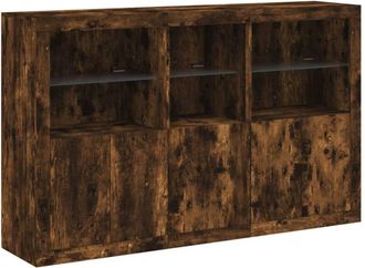 vidaXL Sideboard with LED Lights Smoked Oak 162x37x100 cm vidaXL