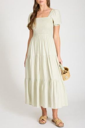August Sky Smocked Bodice Maxi Dress in Sage at Nordstrom Rack, Size Medium