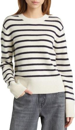 Frame Denim Stripe Cashmere Crewneck Sweater in Navy Multi at Nordstrom Rack, Size Large