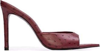 Black Suede Studio Brea Ostrich Mule in Ruby Ostrich Leather at Nordstrom, Size 38.5 Eu