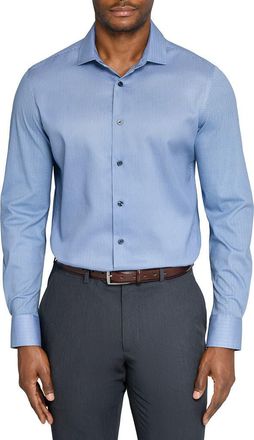 W.R.K Slim Fit Stripe Duo Reworked Cotton Dress Shirt in Navy/Blue at Nordstrom, Size 17.5 - R