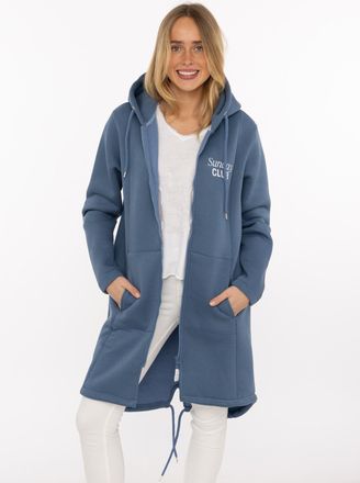 Zwillingsherz Kurzmantel ZWILLINGSHERZ Sunday Club, Damen, Gr. XXL, jeans, Sweatware, Obermaterial: 50% Baumwolle, 50% Polyester, ca. Mitte Oberschenkel, M&auml;ntel Kur