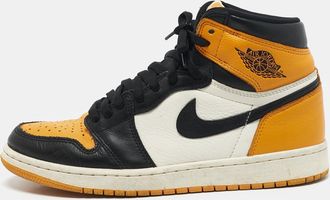 Air Jordan s Yellow/black Leather Air Jordan 1 High Top Sneakers