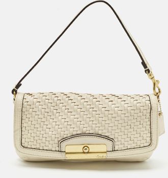 Coach White Woven Leather Kristin Clutch Bag