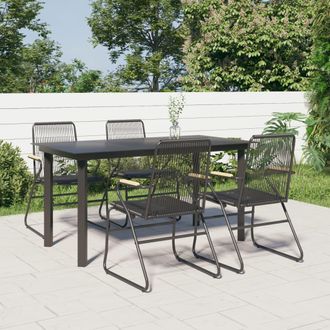 vidaXL Juego De Comedor De Jard&iacute;n 5 Piezas Rat&aacute;n Pvc Negro Vidaxl