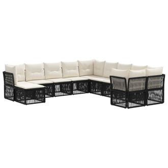 vidaXL Conjunto De Sof&aacute;s De Jard&iacute;n 11 Pcs Negro Rat&aacute;n Sint&eacute;tico Vidaxl