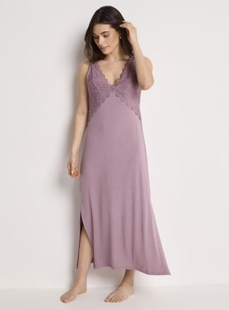 Miiyu Womens Lace accent long flowy nightgown