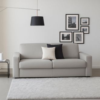 Dmora Sof&aacute; Fijo Dciucc, Sof&aacute; De 3 Plazas, 100% Made In Italy, Sof&aacute; De Sal&oacute;n En Tela Tapizada, Con Reposabrazos Est&aacute;ndar, Cm 220x95h90, Gris - Dmora