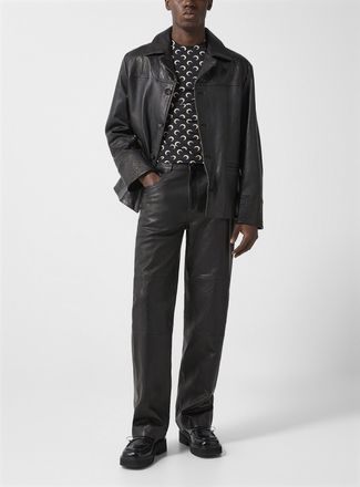 Marine Serre Mens Moonogram textured leather pant