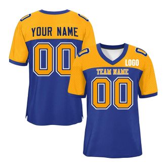 Generic Customizable Team Football Jersey, Personalized Name/Number/Logo Breathable Fabric Sports T-Shirts, Multiple Sizes & Colors Available