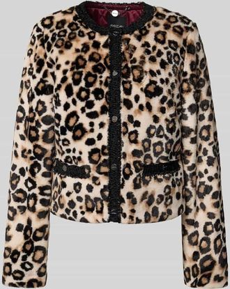 Marc Cain Jacke aus Kunstfell mit Rundhalsausschnitt in Camel, Größe 34