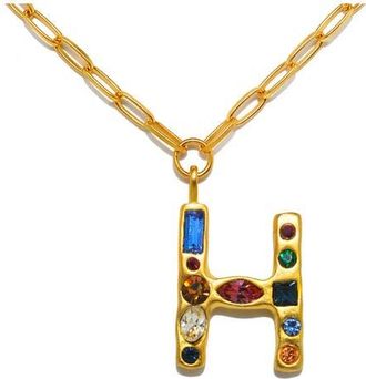 Sequin Emilie Crystal Initial Pendant Necklace in Gold - H at Nordstrom