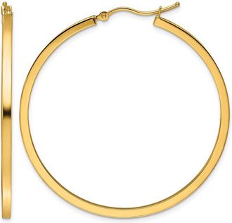 Diamond2Deal 10k Yellow Gold 2mm Square Tube Hoop Earrings