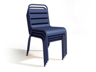 VENTE-UNIQUE.COM Conjunto de mesa y sillas para jard&iacute;n acero azul oscuro