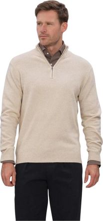 Profuomo Pullover Half Zip - Heren - Coltruien - Beige - M - Wol - Truien & Vesten