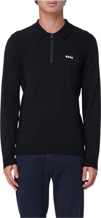 HUGO BOSS Tops, Heren, Blauw, L, Katoen, Paseo Long Sleeve Knitted Polo