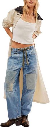 Free People Moxie Low Slung Pull-On Barrel Womens Clothing Truest Blue : 28, Cotton/Denim