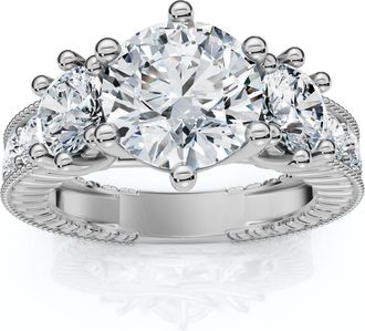 Pompeii3 Certified 3 1/2Ct Elizabeth Diamond Engagement Vintage Ring 14k Gold Lab Grown