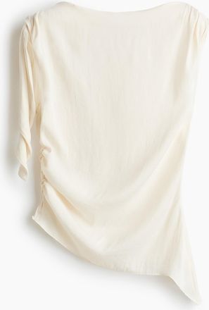 H&M Asymmetrisches Top mit Bindedetail - Cremefarben