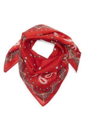 Open Edit Square Cotton Bandana in Red Paisley at Nordstrom