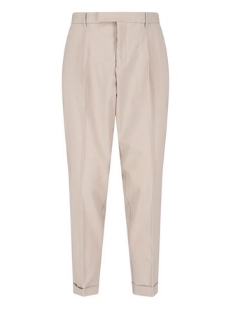 Cruna Beige Tailored Straight-Leg Virgin Wool Trousers