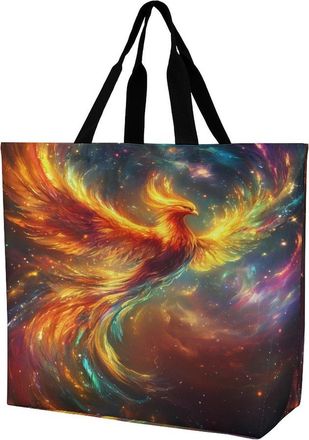Generic Phoenixs-Flying Large Reusable Shopping Bag Lightweight Foldable Tote Bags Washable Shoulder Handbag