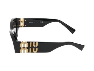 Miu Miu 0MU Oval Acetate Frame Sunglasses - Black
