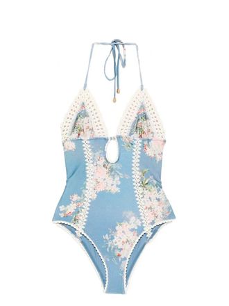 【Zimmermann】Ottie フローラル 水着 ブルー Ottie floral swimsuit in blue - Zimmermann | Mytheresa