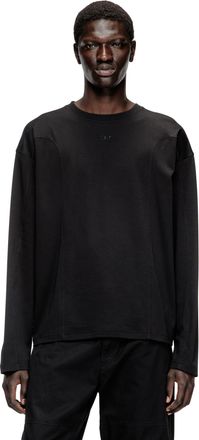 Diesel Long-sleeve T-shirt with panels - T-Shirts - Man - Black