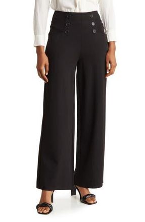 Max Studio Sailor High Waist Wide Leg Pants in Black at Nordstrom Rack, Size Medium