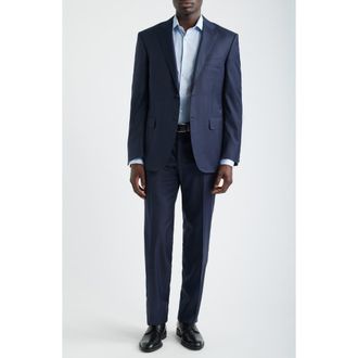 Canali Siena Regular Fit Navy Pinstripe Super 170s Wool Suit at Nordstrom, Size 58