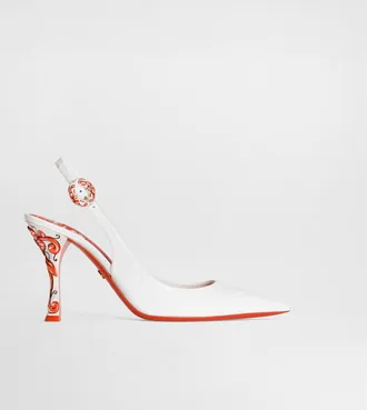 Dolce & Gabbana Patent Leather Slingback - Woman Pumps And Slingback White 36.5