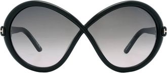 Tom Ford Jada Smoke Gradient Butterfly Ladies Sunglasses FT1070 01B 68