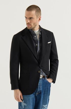 Brunello Cucinelli Cashmere Panama deconstructed blazer with patch pockets in Black at Nordstrom, Size 60