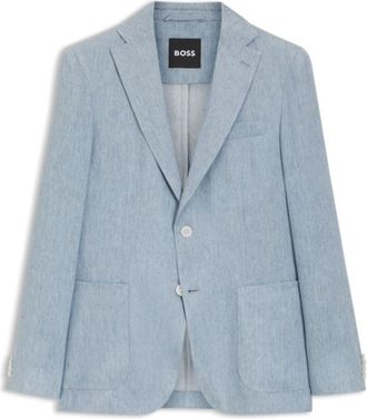 BOSS Slim-fit jacket in a linen blend