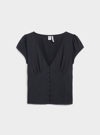 Twik Womens Linen-blend V-neck blouse