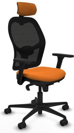 Piqueras y Crespo Piqueras Y Crespo - Jorquera Sincro Malla Negra Similpiel Naranja Brazos 3d Base Nailon Cabecero 2d Ruedas 65mm Nailon