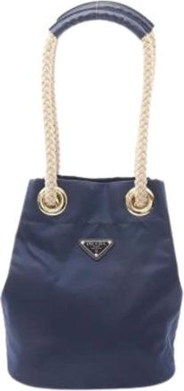 Prada Pre-owned Bucket Bags, female, Blue, Size: ONE SIZE Pre-owned Nylon Bucket Bag