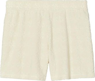 Tory Burch Shorts met elastische tailleband - Dames - Korte Broeken - Beige - S - Katoen - Korte Broeken