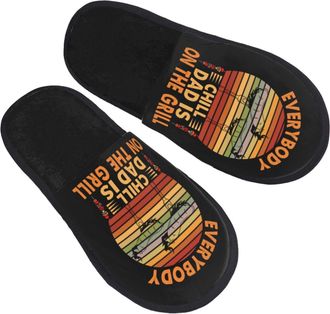 Generic Mens Slipper Everybody Chill Dad Is On The Grill Warm Womens Slippers Plush Breathable Spa Slippers Bedroom Indoor M