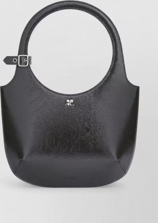 Courr&egrave;ges curved patent leather shoulder bag