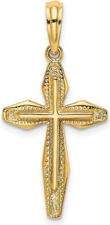 Diamond2Deal 14k Yellow Gold Polished Textured Cross Charm