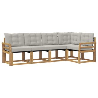 vidaXL Conjunto De Sof&aacute;s De Exterior 5 Pcs Blanco Y Gris Claro Vidaxl