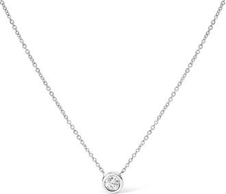 House of Brilliance 14K White Gold 1/5 Cttw Lab Grown Diamond Modern Bezel-Set Solitaire 16-18 Pendant Necklace at Nordstrom