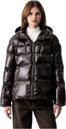 Pinko Pinko, Jassen, Dames, Bruin, M, Leer, Eleodoro Quilted Jacket
