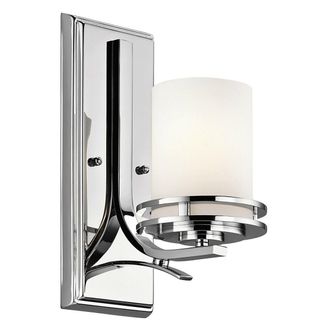 Loops IP44 Wall Light Satin Edged Cased Opal Glass Curved Polished Chrome LED G9 3.5W