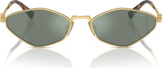 Miu Miu 56mm Irregular Sunglasses in Gold /Green Mirror /Silver at Nordstrom
