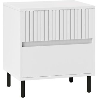 HOMCOM Homcom - Bedside Table with 2 Drawers and Steel Legs for Bedroom, White