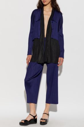 Pleats Please Issey Miyake Pleated Trousers, Womens, Navy Blue