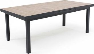 Oviala Mesa extensible de aluminio y cer&aacute;mica marr&oacute;n